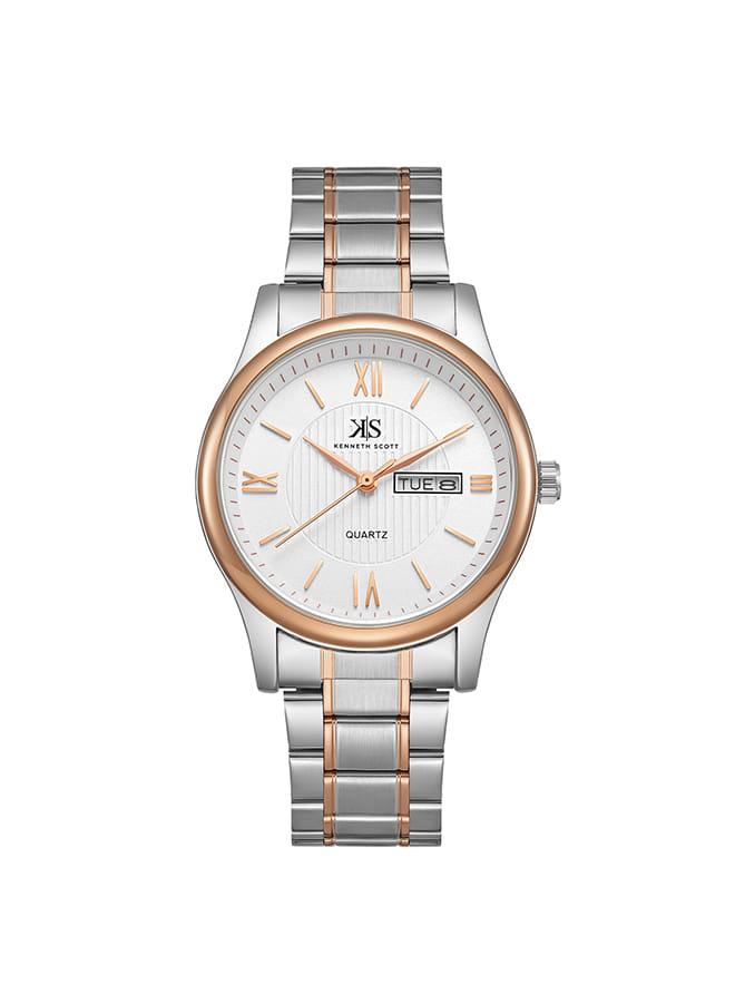 Kenneth Scott Men's Analog White Dial Watch - K23029-KBKW