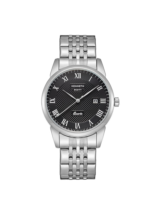 Kenneth Scott Men's Analog Black Dial Watch - K23030-SBSB
