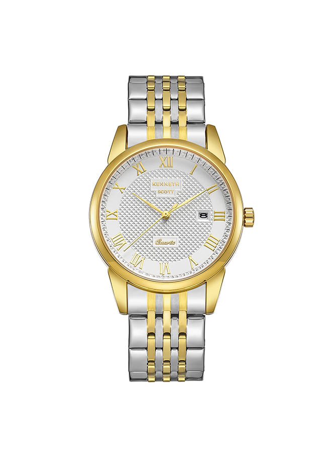 Kenneth Scott Men's Analog White Dial Watch - K23030-TBTW