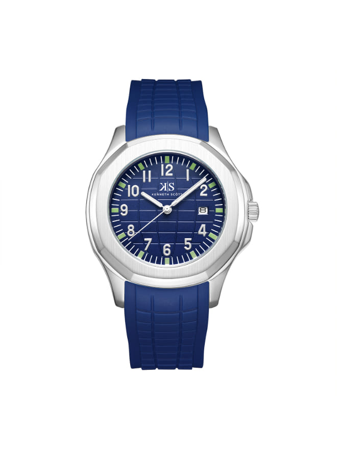 Kenneth Scott Men's Analog Blue Dial Watch - K24014-SSNN