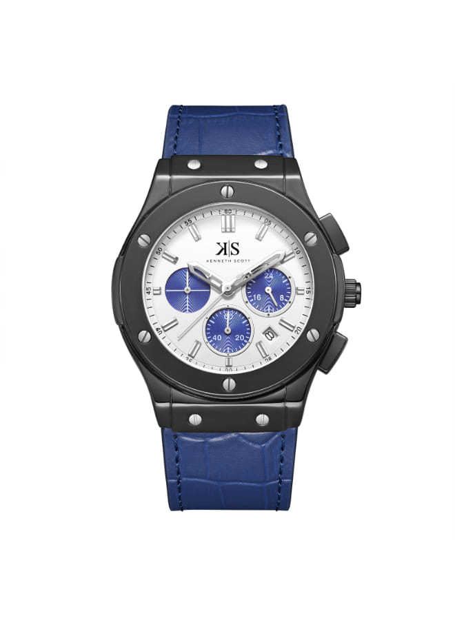 Kenneth Scott Men's Multi Function White Dial Watch - K24115-BLNW