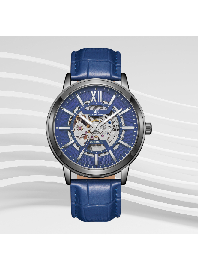 Kenneth Scott Men's Automatic  Blue Dial Watch - K24323-XLNN