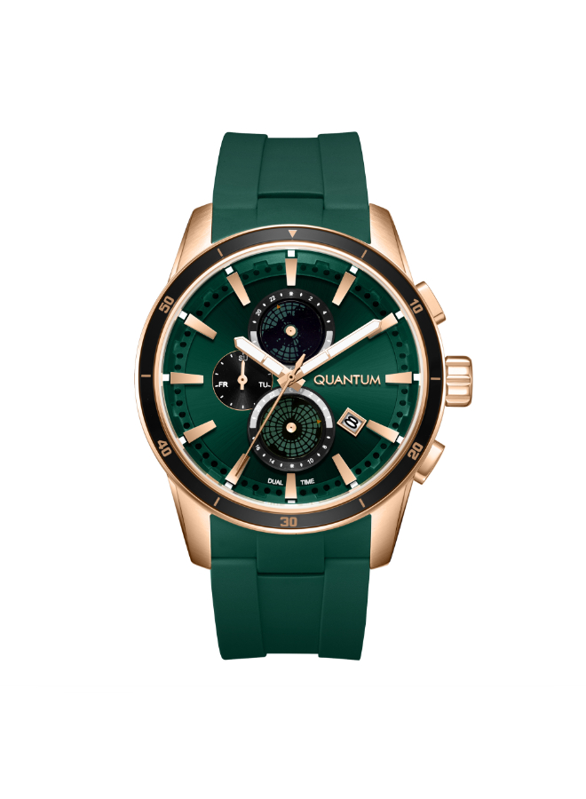 Quantum Men's Multifunction Dark Green Dial Watch - ADG991.475