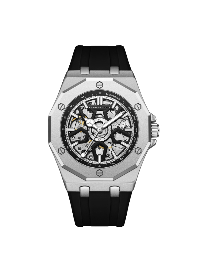 Kenneth Scott Men's Automatic Black Dial Watch - K25301-SSBB