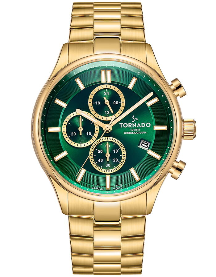 Tornado CELESTIA ELITE Men's Chronograph Green Dial Watch - T6106B-GBGH
