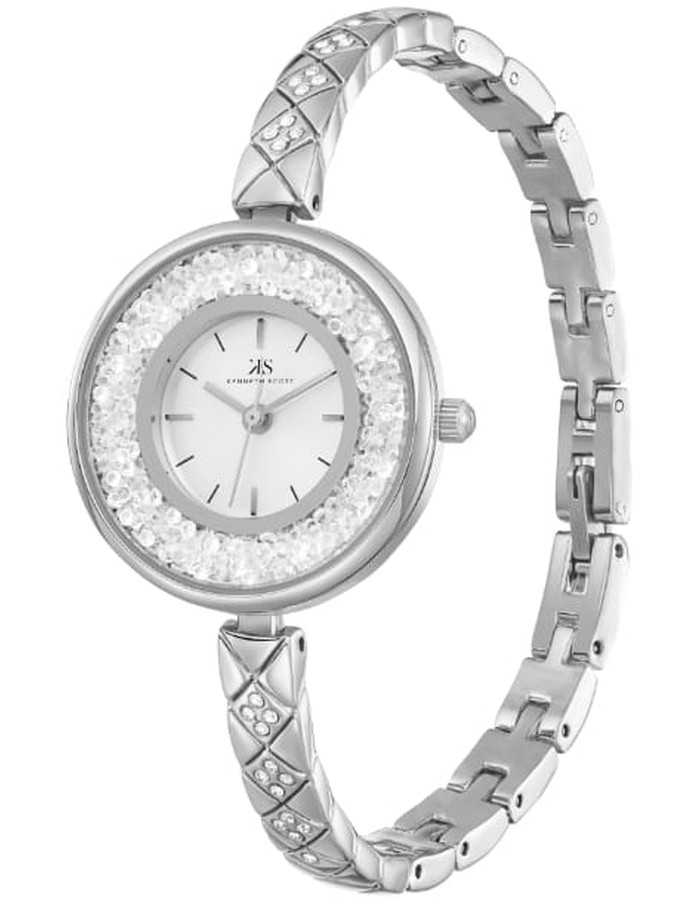 Kenneth Scott Ladies analog Silver Case Silver Metal Band Silver Dial