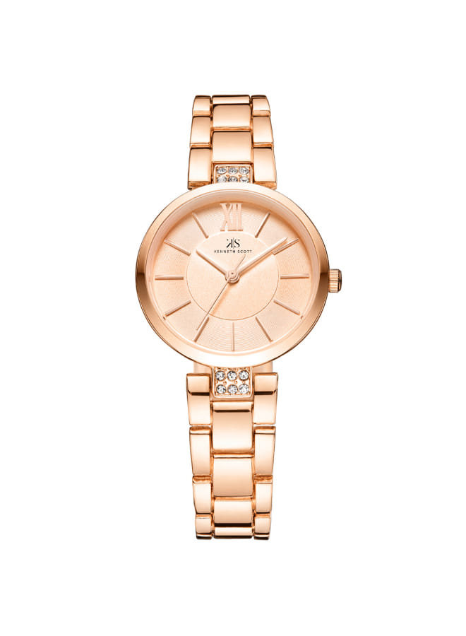 Kenneth Scott Ladies analog Rose gold Case Rose gold Metal Band Rose gold Dial