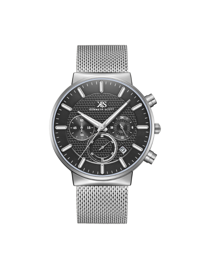 Kenneth Scott Men's Multi Function Black Dial Watch - K22133-SMSB