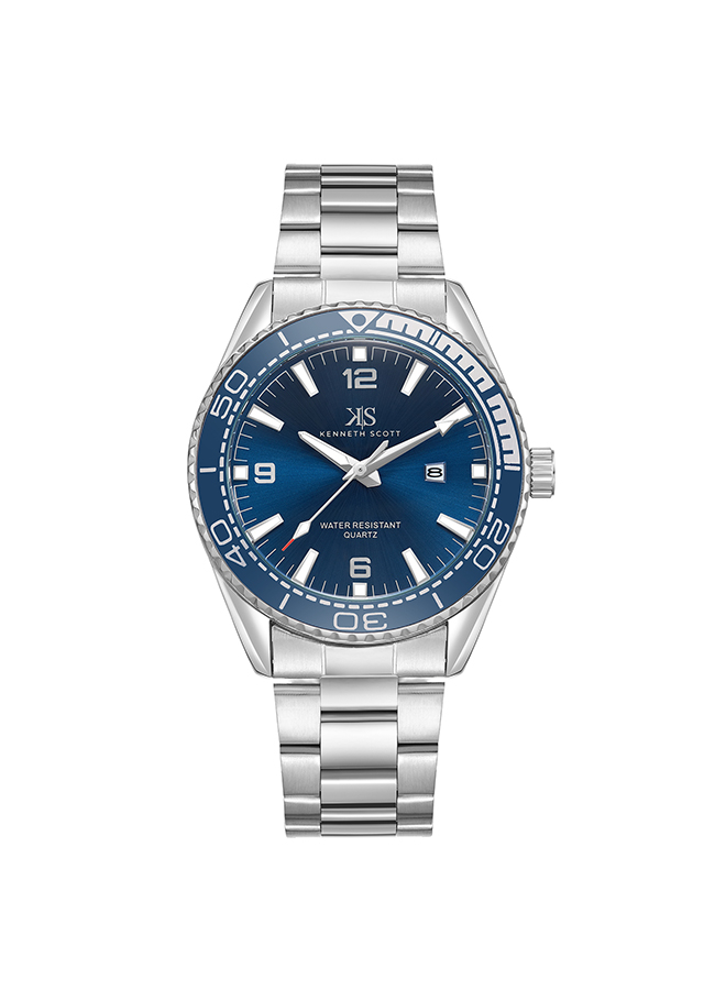 Kenneth Scott Men's Analog Dark Blue Dial Watch - K23024-SBSN
