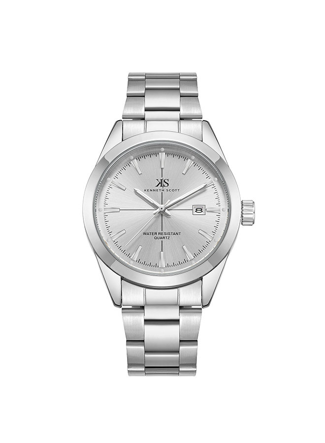 Kenneth Scott Men's Analog White Dial Watch - K23025-SBSW