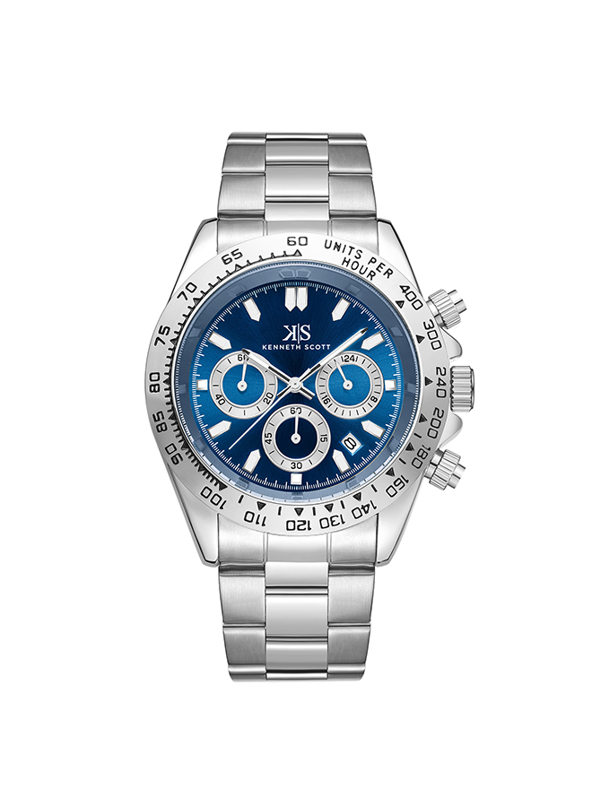 Kenneth Scott Men's Multi Function Blue Dial Watch - K23123-SBSL