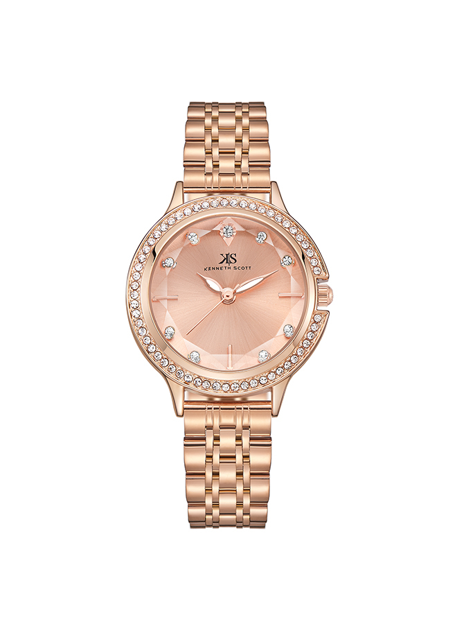 Kenneth Scott Women's Analog Rose Gold Dial Watch - K23521-RBKK