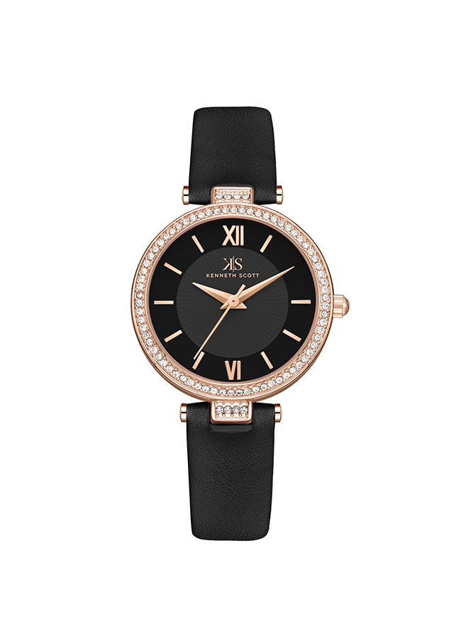 Kenneth Scott Women's Analog Black Dial Watch - K23539-RLBB