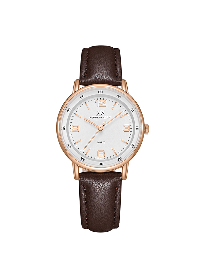 Kenneth Scott Women's Analog White Dial Watch - K23540-RLDW