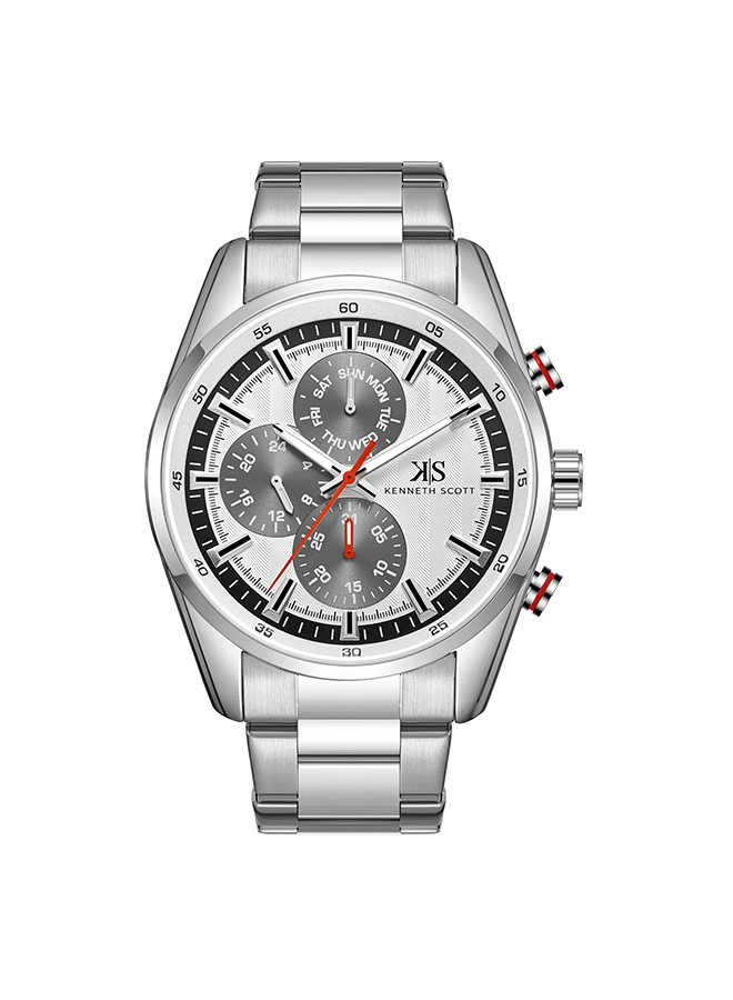 Kenneth Scott Men's Multi Function White Dial Watch - K24117-SBSW