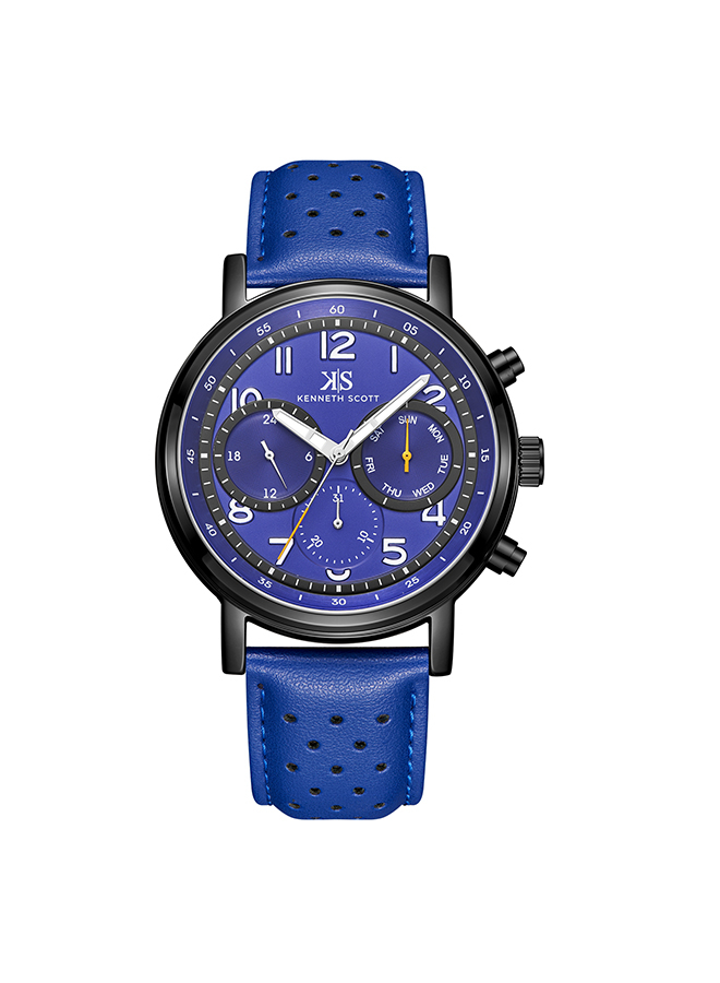Kenneth Scott Men's Analog Blue Dial Watch - K24119-BLNN