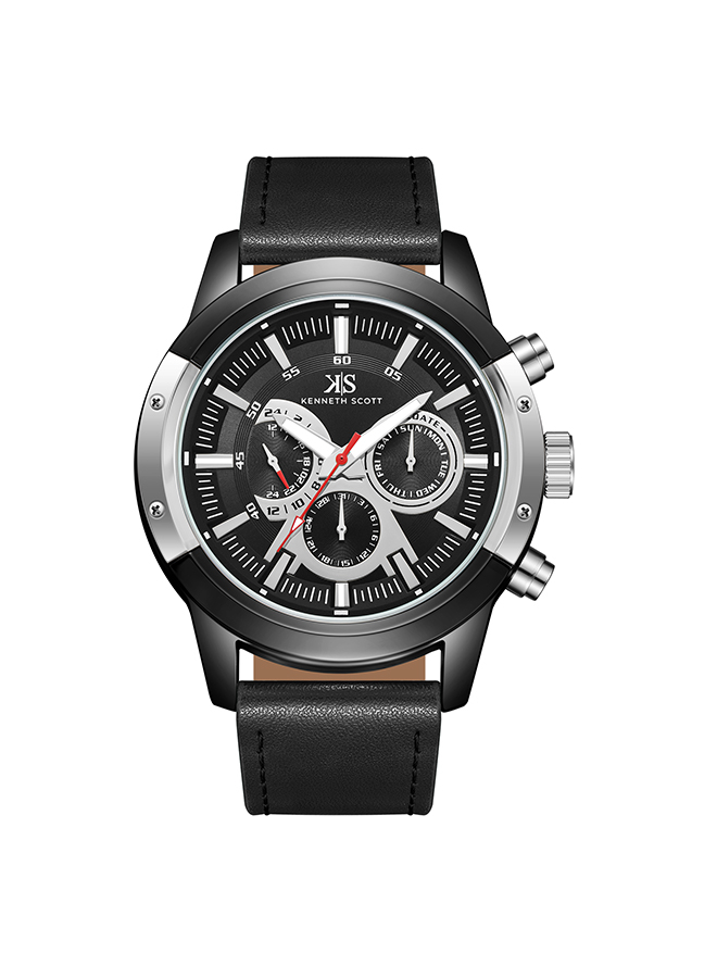 Kenneth Scott Men's Analog Black Dial Watch - K24121-BLBB
