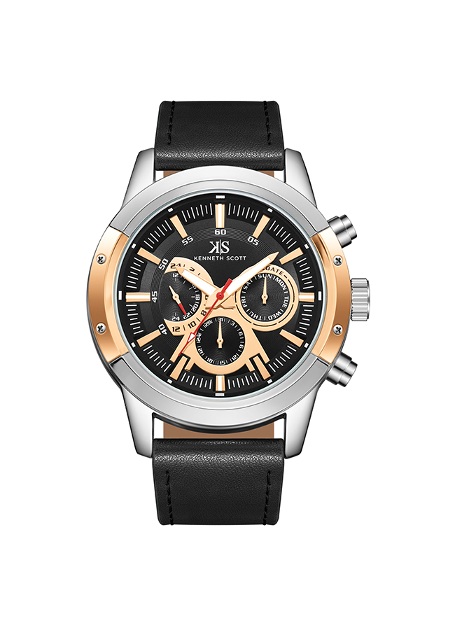 Kenneth Scott Men's Analog Black Dial Watch - K24121-SLBBK