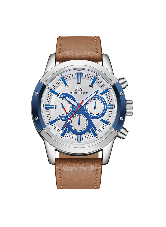 Kenneth Scott Men's Analog White Dial Watch - K24121-SLFWN
