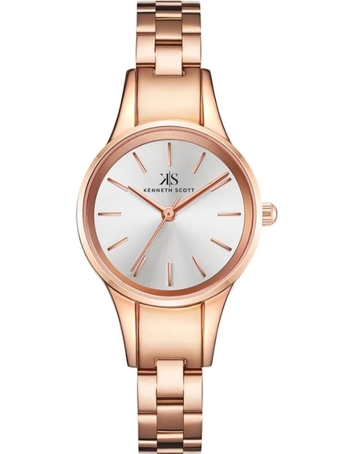 Kenneth Scott Ladies Analog TT RG/Silver Case TT RG/Silver Metal Band White Dial