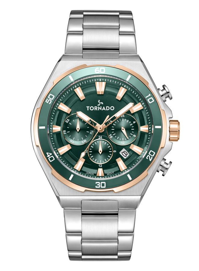 TORNADO STRELLAR X Men's Multi Function Green Dial Watch - T24104-KBSHK