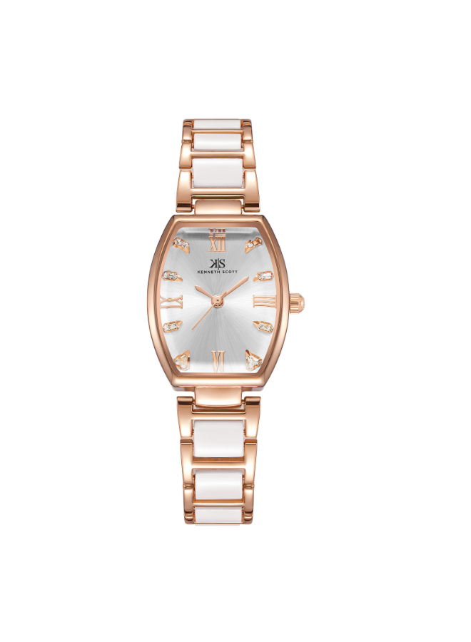 Kenneth Scott Women's Analog White Dial Watch - K23520-RCWW