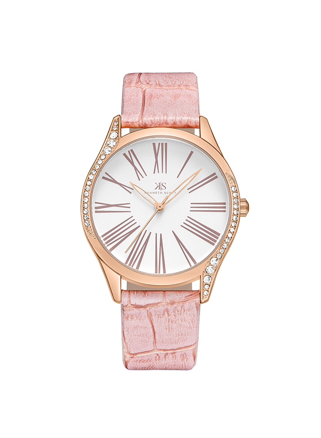 Kenneth Scott Women's Analog White Dial Watch - K23534-RLES