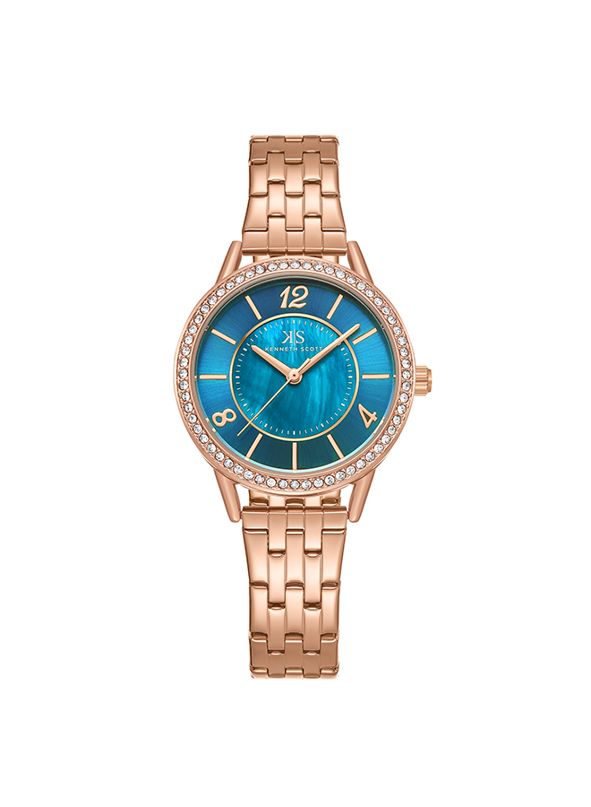 Kenneth Scott Women's Analog Blue Dial Watch - K23537-RBKMN