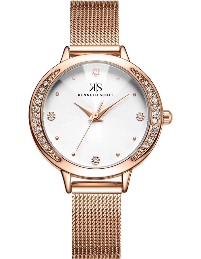 Kenneth Scott Women's Analog White Dial Watch - K22523-RMKW