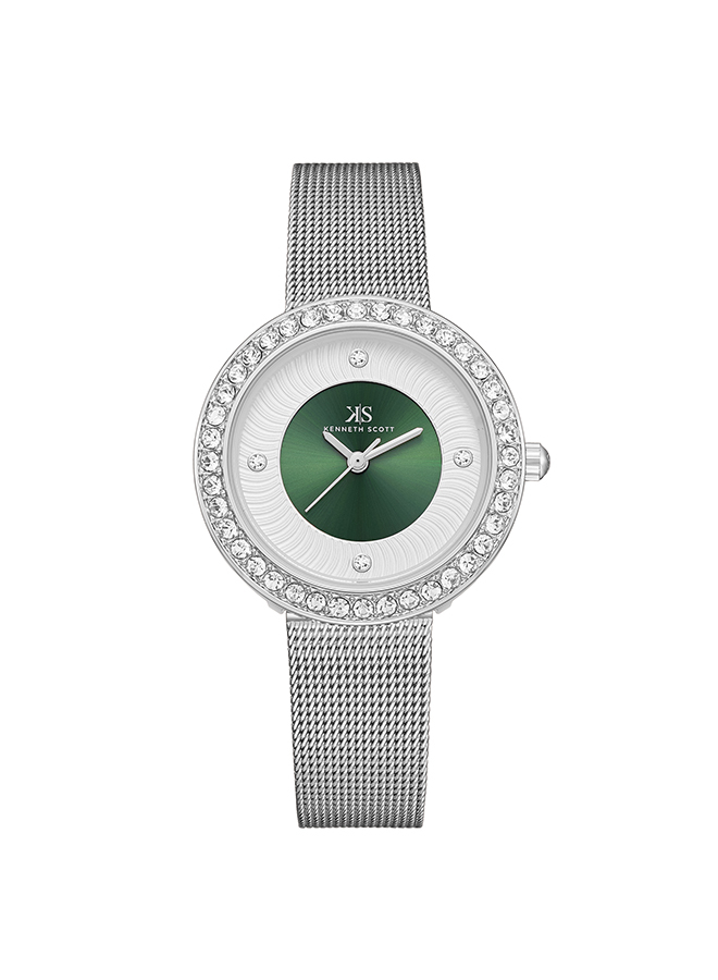Kenneth Scott Women's Analog Green Dial Watch - K23535-SMSG