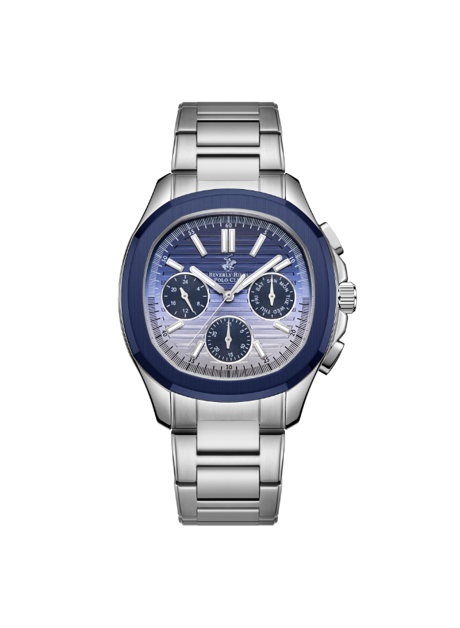 BHPC Gents  MULTIFUNCTION  S.S/IP BLUE Case S.S STEEL Band BLUE 289C TO SILVER Dial