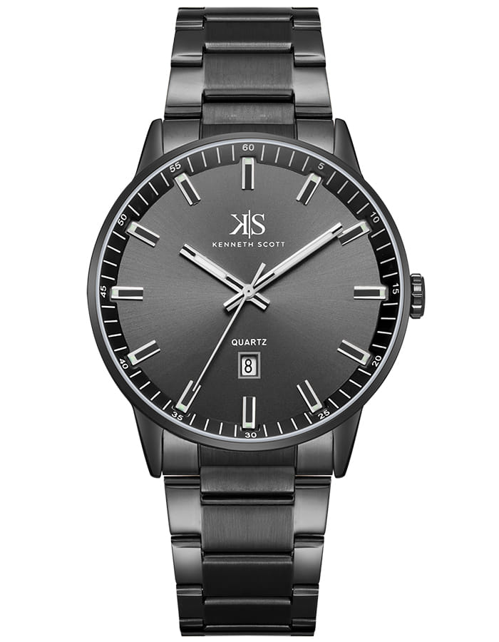 Kenneth Scott Men's Analog Black Dial Watch - K22010-BBBB