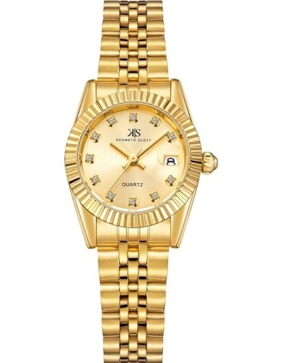 [K22536-GBGC] Kenneth Scott Women's Analog Beige Dial Watch - K22536-GBGC