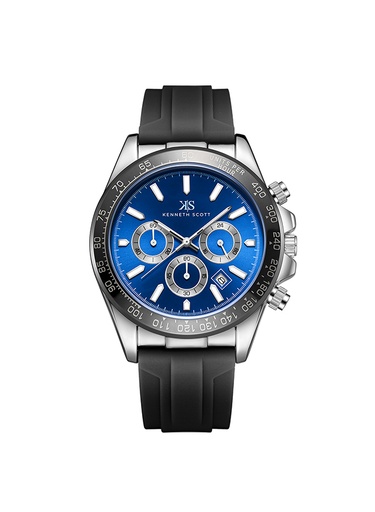 [K23149-SSBN] Kenneth Scott Men's Chrono & Multi Function Dark Blue Dial Watch - K23149-SSBN