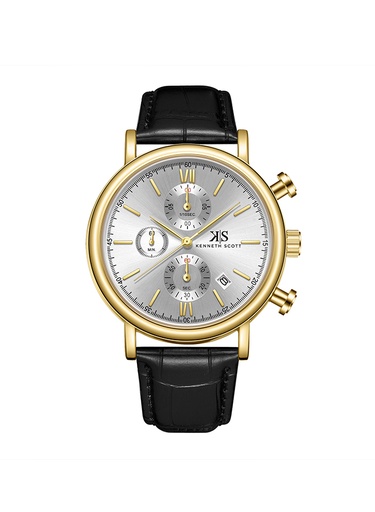 [K23151-GLBW] Kenneth Scott Men's Chrono & Multi Function White Dial Watch - K23151-GLBW