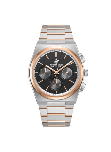 [BP3381X.550] BHPC GENTS Multifunction Silver/Rose Gold Case Silver/Rose Gold Metal Band Black Dial