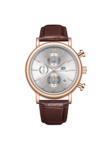 [K23151-RLDW] Kenneth Scott Men's Chrono & Multi Function White Dial Watch - K23151-RLDW