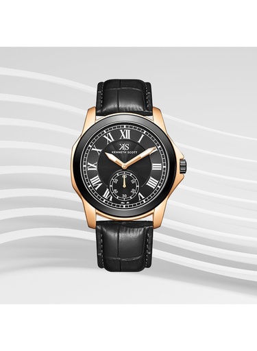 [K24018-KLBB] Kenneth Scott Men's Analog Black Dial Watch - K24018-KLBB