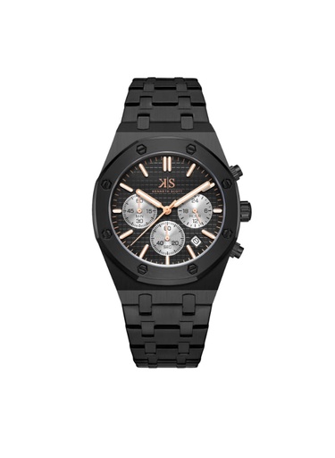[K24112-BBBB] Kenneth Scott Men's Multi Function Black Dial Watch - K24112-BBBB
