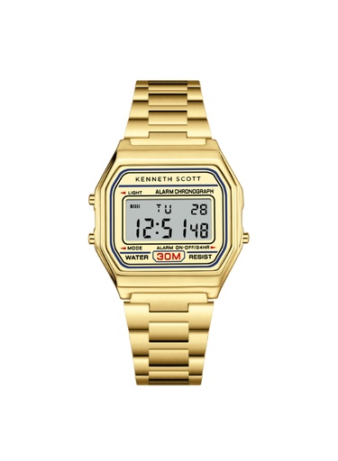 [K25206-GBGC] Kenneth Scott Ladies digital gold case Gold bracelet Champagne dial