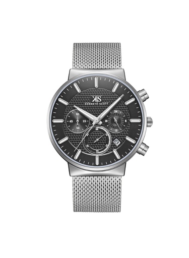 [K22133-SMSB] Kenneth Scott Men's Multi Function Black Dial Watch - K22133-SMSB