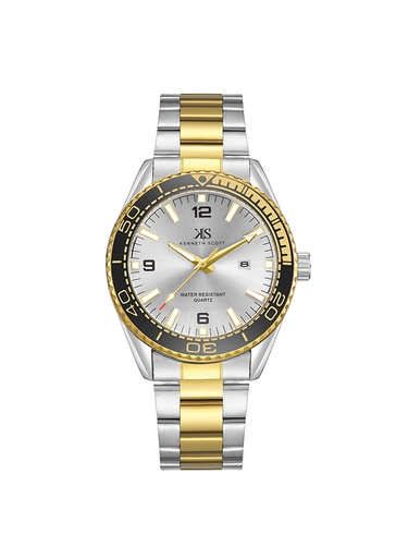 [K23024-TBTSB] Kenneth Scott Men's Analog Silver Dial Watch - K23024-TBTSB