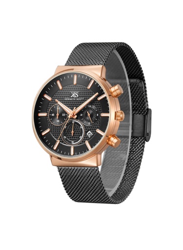 [K22133-KMBB] Kenneth Scott Men's Multi Function Black Dial Watch - K22133-KMBB
