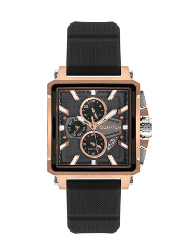 [HNG969.850] Quantum Men's Date&Dual Time Black Dial Watch - HNG969.850