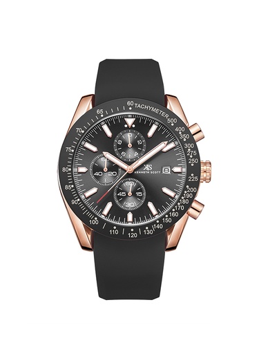 [K23148-RSBB] Kenneth Scott Men's Chrono & Multi Function Black Dial Watch - K23148-RSBB