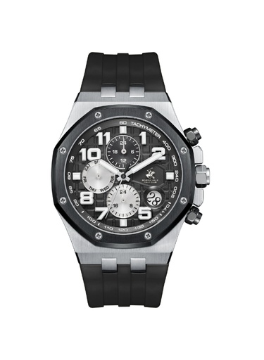 [BP3783X.351] BHPC Gents  MULTIFUNCTION Fn S.S/IP BLACK Case BLACK SILICON Band BLACK Dial