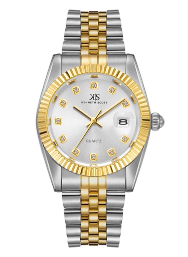 [K22036-TBTW] Kenneth Scott Men's Analog White Dial Watch - K22036-TBTW